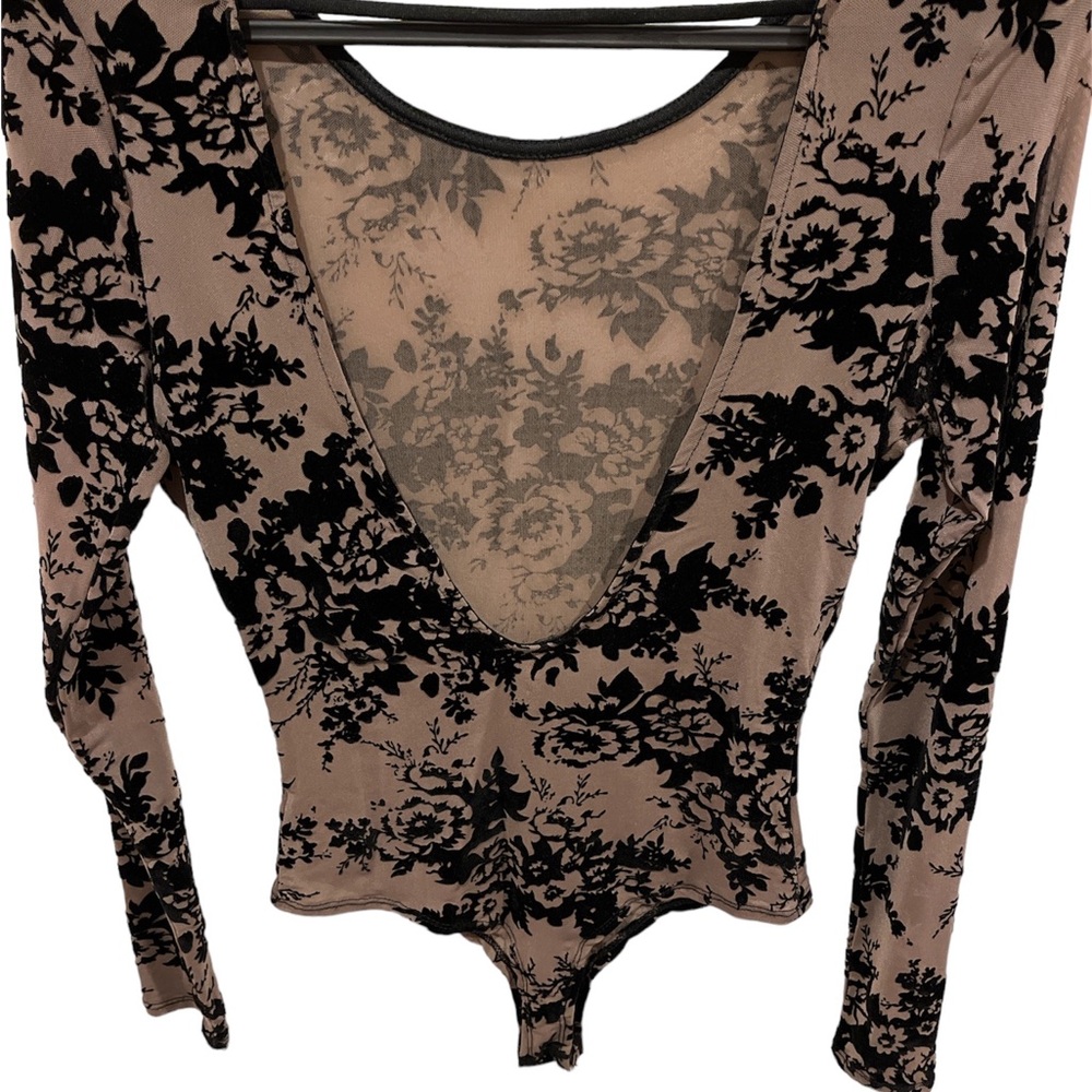 Only Worn Once ! Mesh and black long sleeve body suit